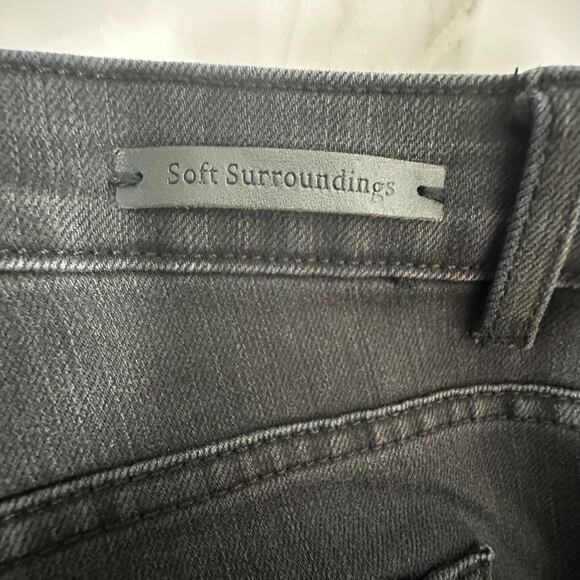 Soft Surroundings Jeans Women Black High Rise Wide Leg Stretch Size 12 - Picture 6 of 12